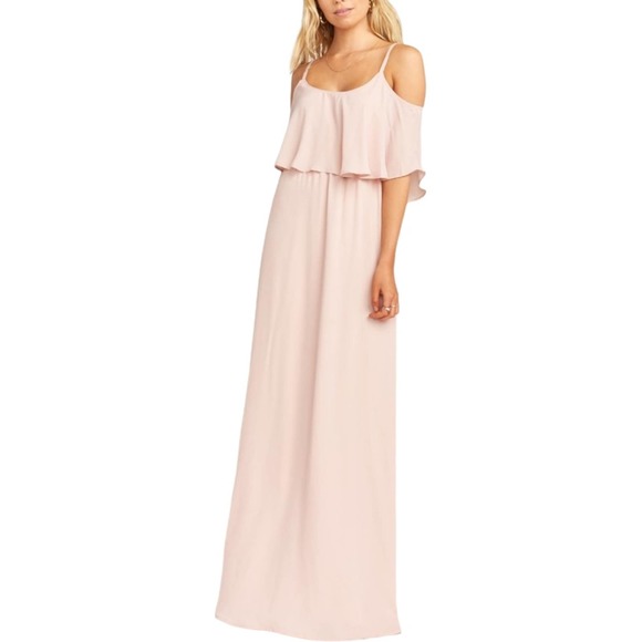 Show Me Your MuMu Dresses & Skirts - Show Me Your Mumu Caitlin Dusty Blush Ruffle Maxi Bridesmaid Dress